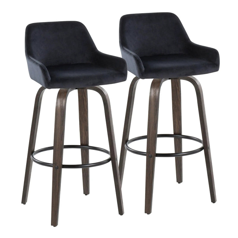 Daniella - Contemporary Fixed Height, Barstool With Swivel With Round Footrest (Set of 2) by Unique Piece Furniture