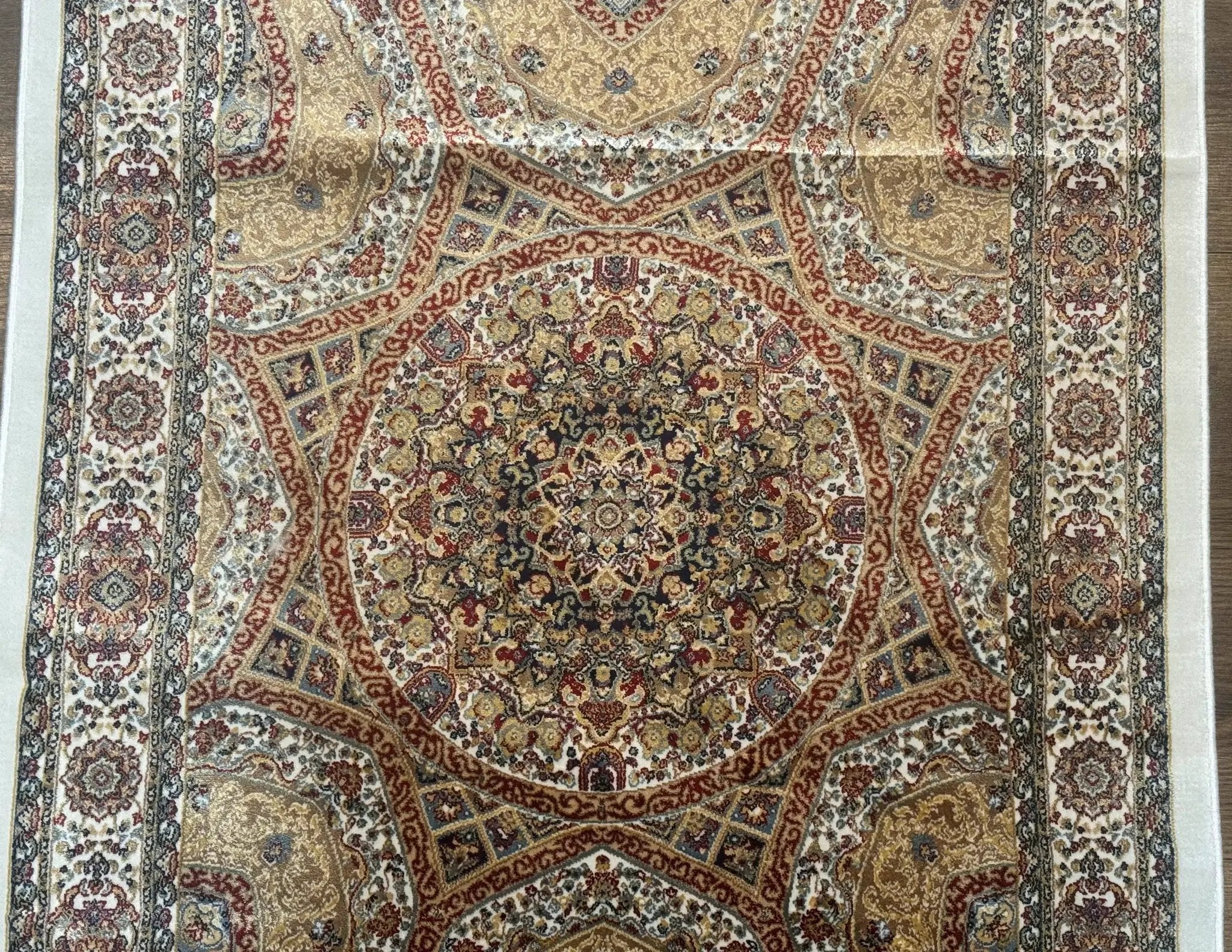 Turkish Silk Runner Rug 2.6 x 13, Dome Design, Hereke Runner, Bamboo Silk, New by Jewel Rugs