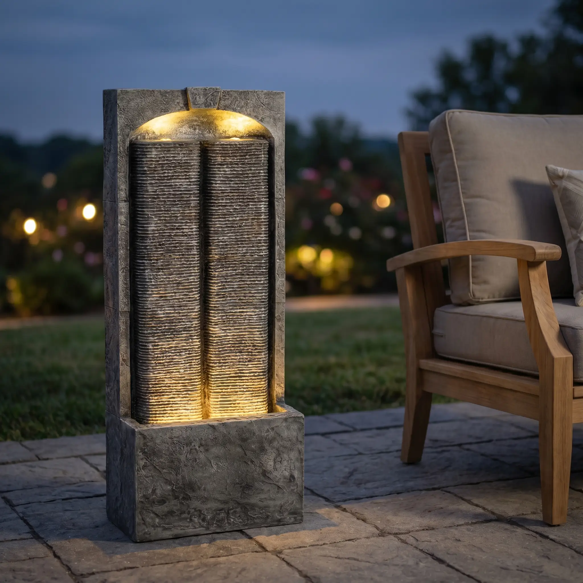 Cascading LED Outdoor Water Fountain - 39" H by HouseOfZazla