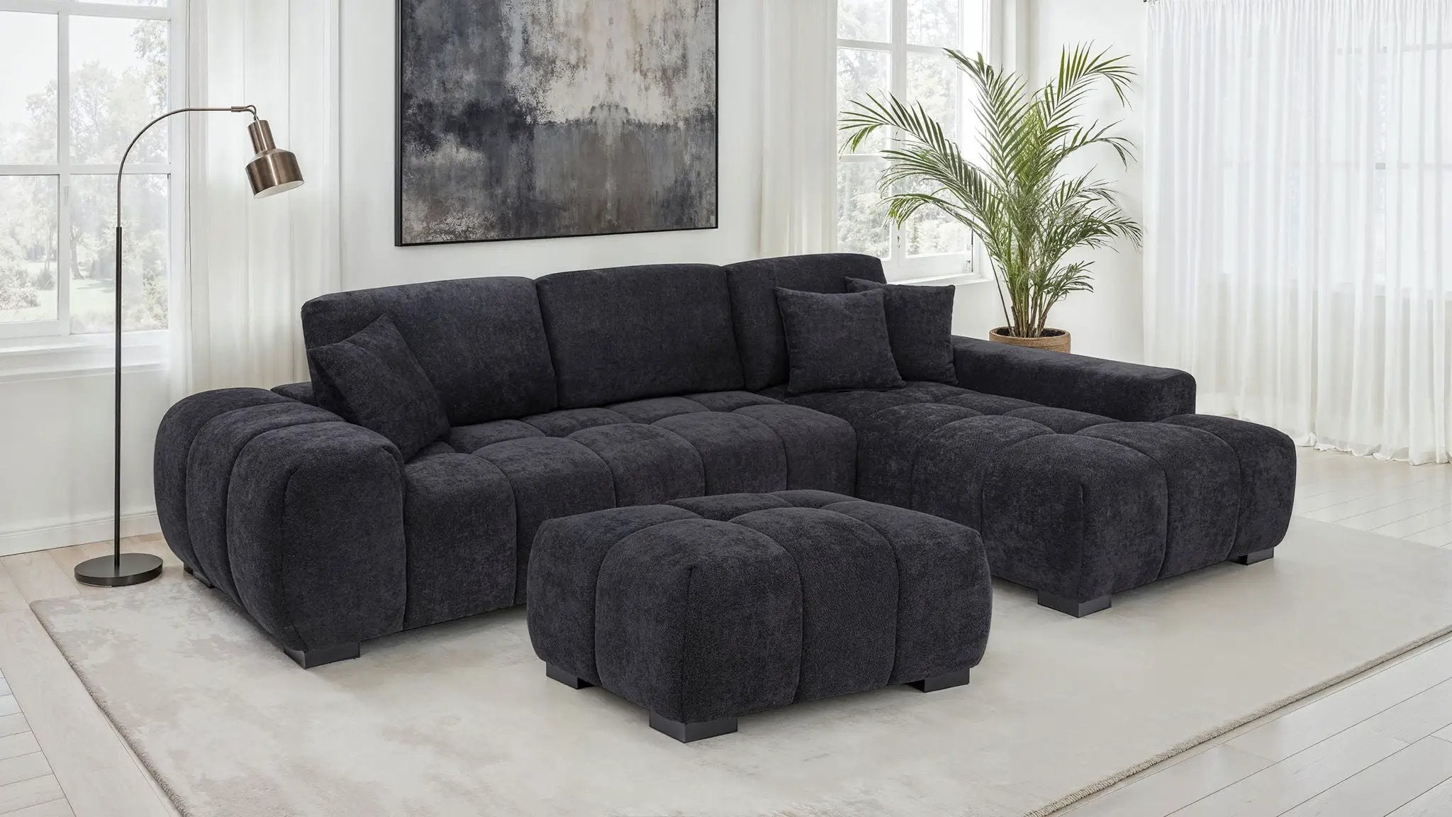 Octavia Upholstered Rectangular Ottoman Black by Unique Piece Furniture