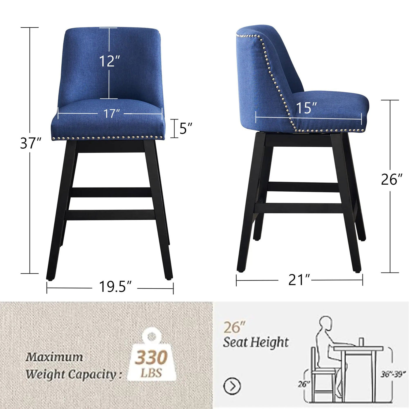Upholstered Swivel Bar Stool by HouseOfZazla
