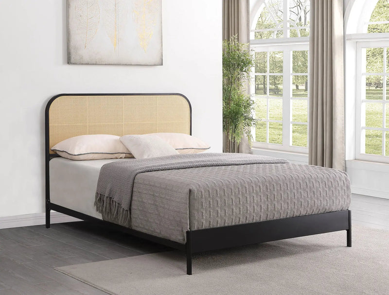 Amherst Radio Weave Rattan Metal Queen Bed Black by Unique Piece Furniture