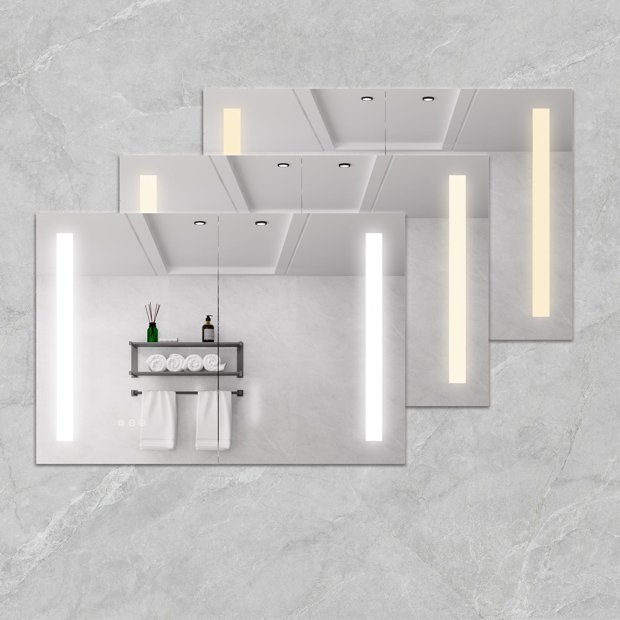 LED Medicine Cabinet With Mirror, Double Door With Defogger, Dimmer, Surface Mount by HouseOfZazla