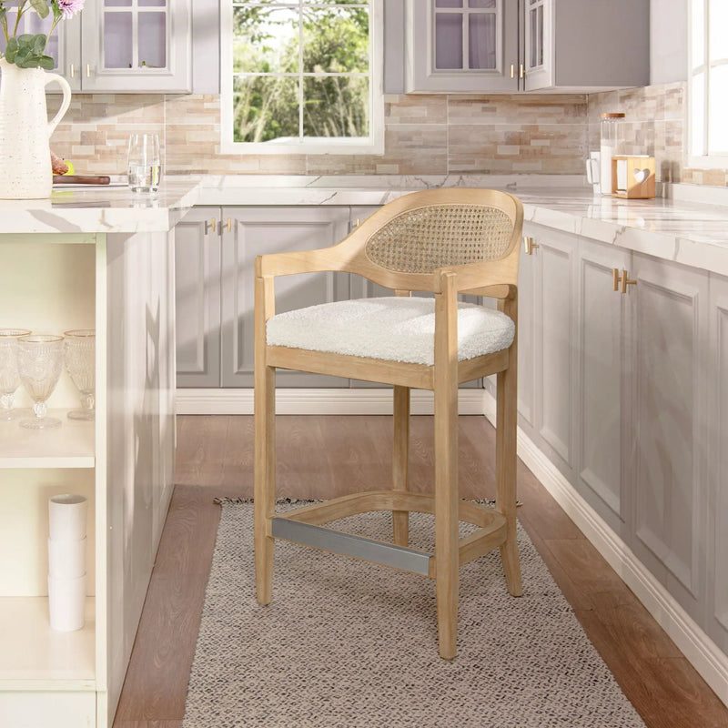 Americana - Mid-Century Modern Cane Back Counter Stool by HouseOfZazla
