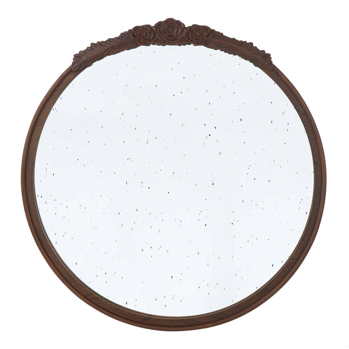 Round Hand Carved Rose Antique Wall Mirror with Intricate Detailing - Light Brown or Black, photo 21 of 22