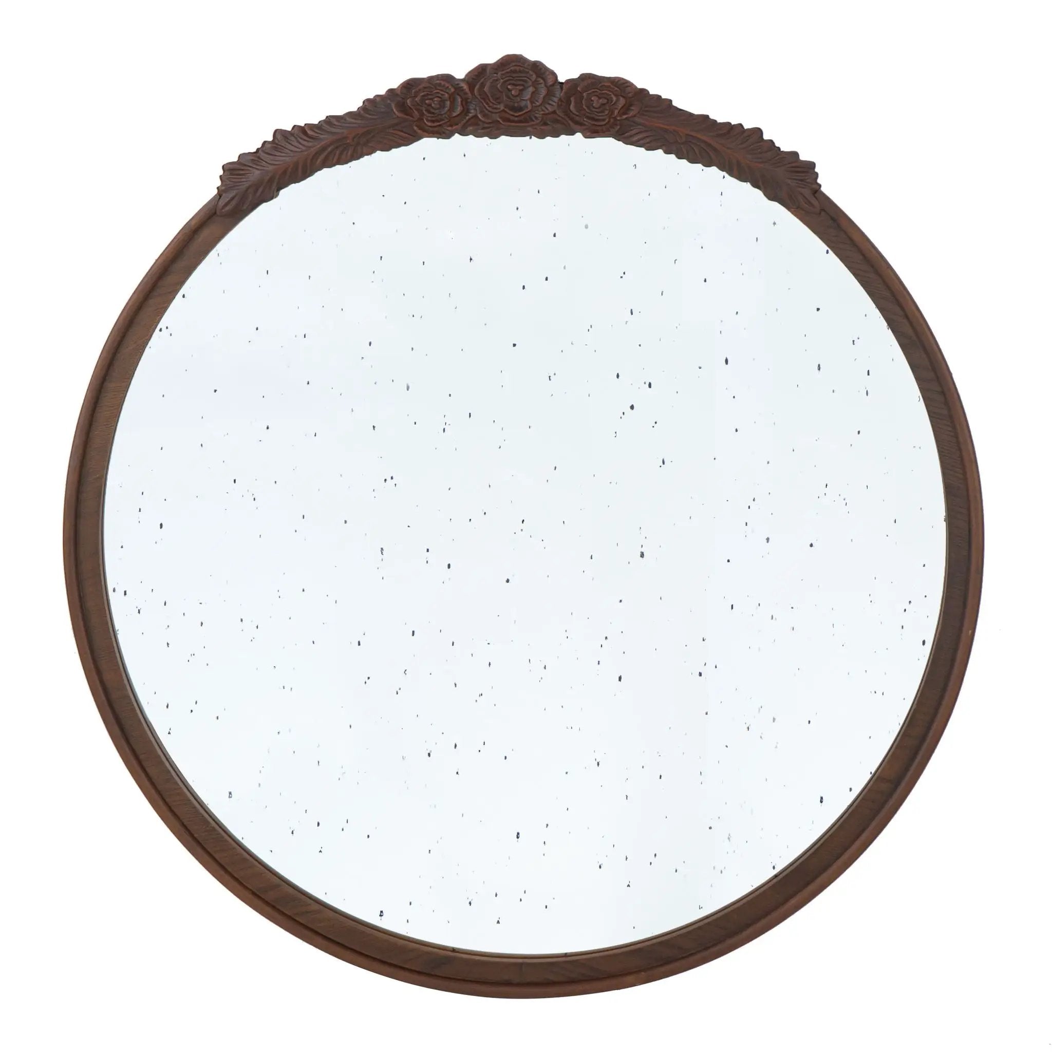 Round Hand Carved Rose Antique Mirror Frame, Wall Mirror For Live Space by HouseOfZazla