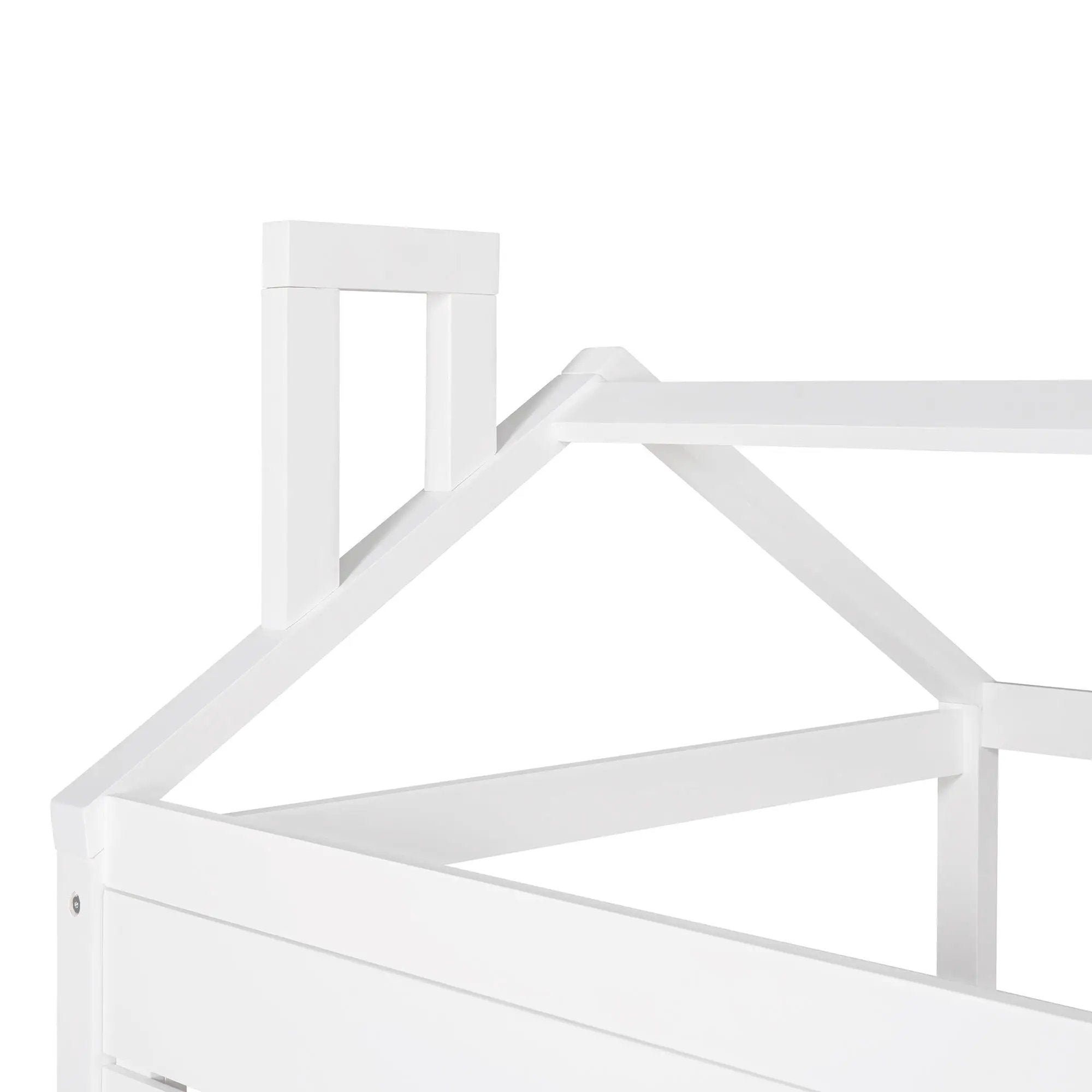 Twin Size Classic House Bed With Twin Size Trundle - White by HouseOfZazla