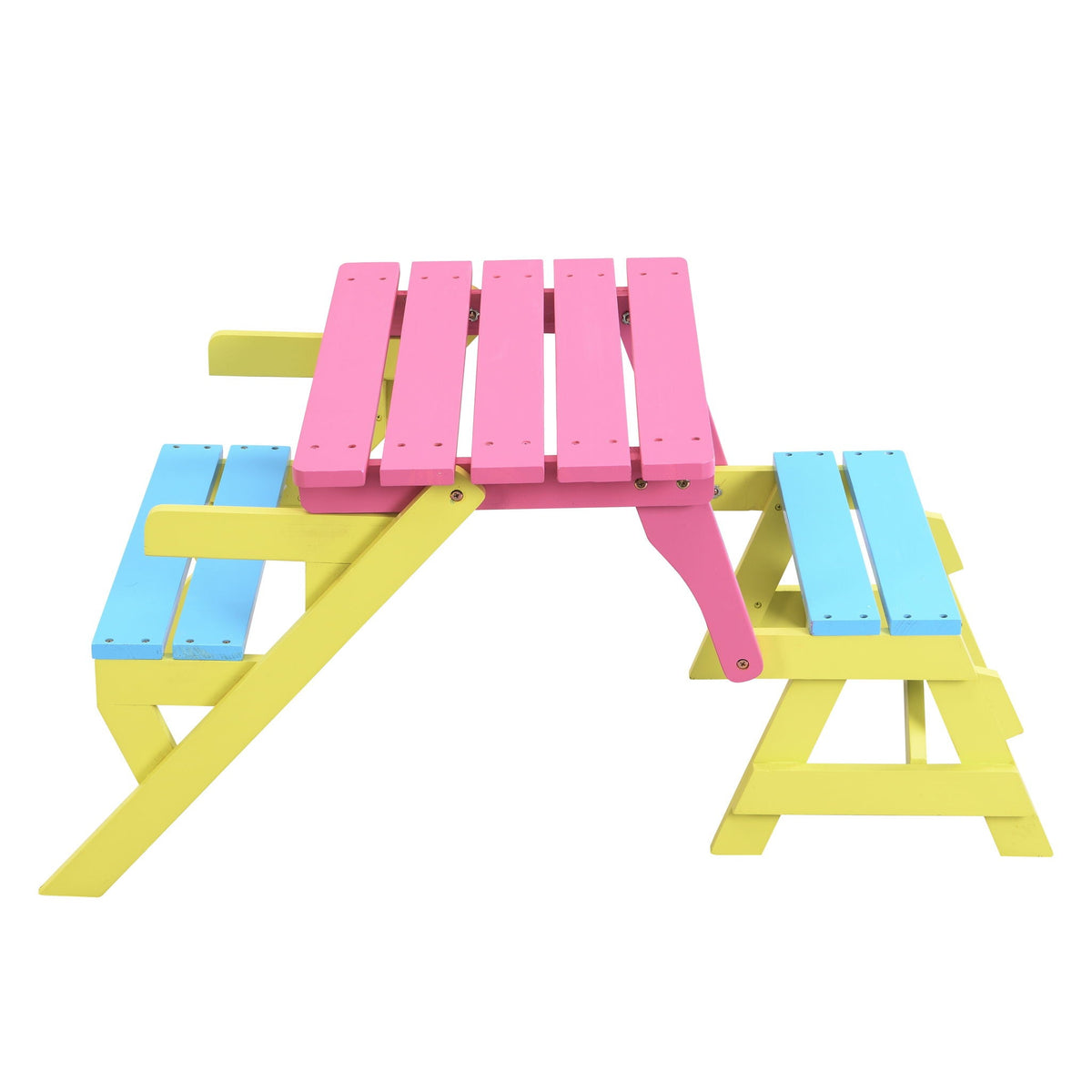 Solid Wood Kids 3 Piece Outdoor Set with Multi-Functional Table and Benches - Red or Pink, photo 20 of 23