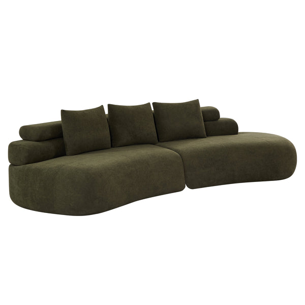 122" Curved Sectional Sofa with Modular Design - Olive Green, photo 2 of 10