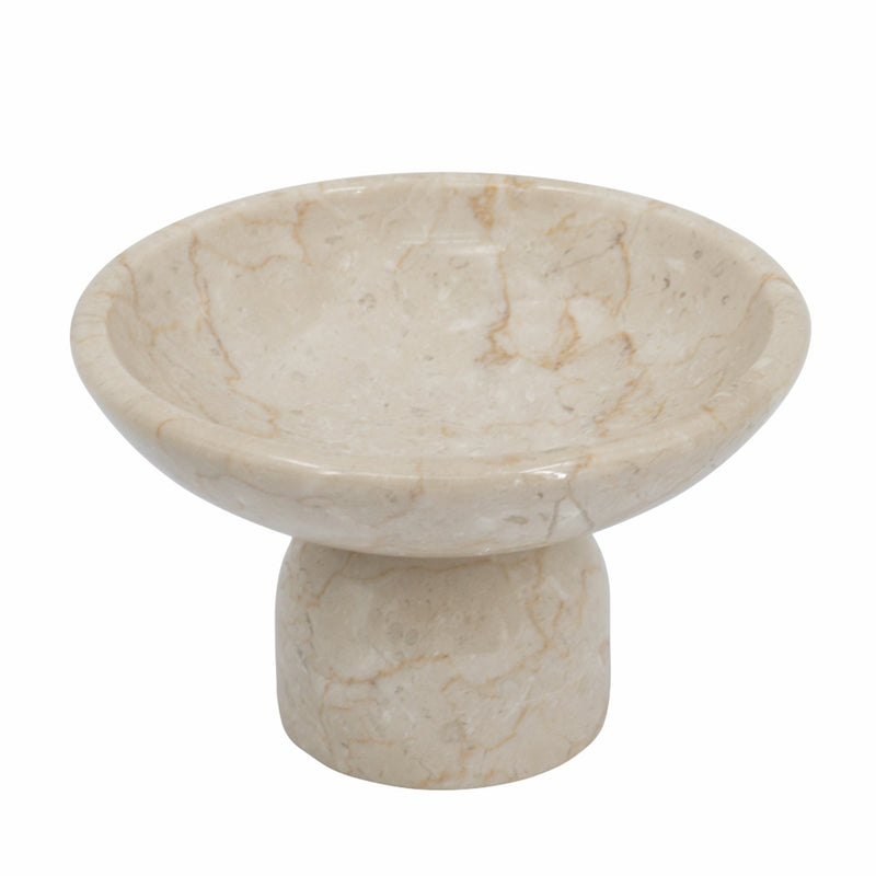 7x7x4" Round Marble Pedestal Fruit Bowl by HouseOfZazla