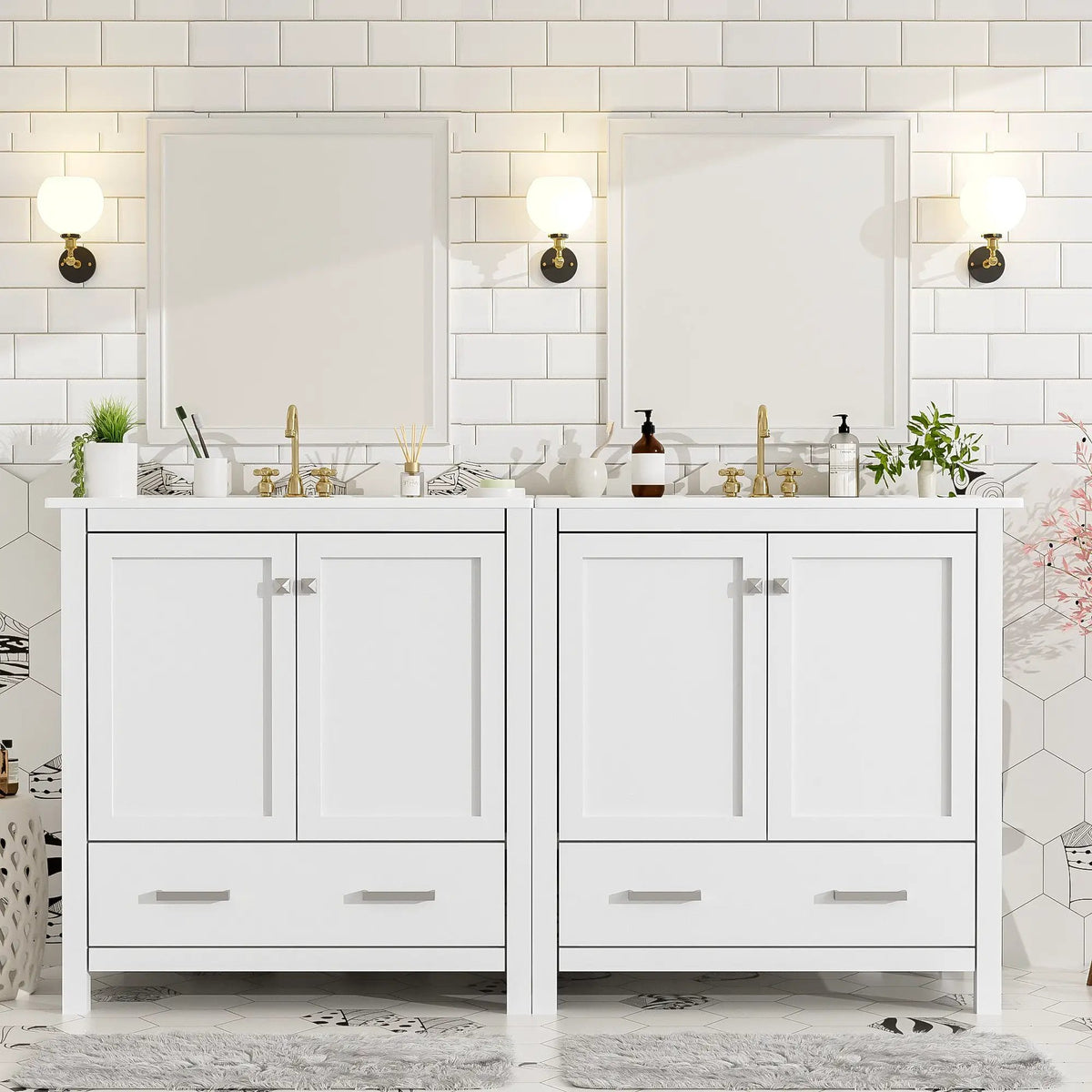 60" White Bathroom Vanity Set by HouseOfZazla