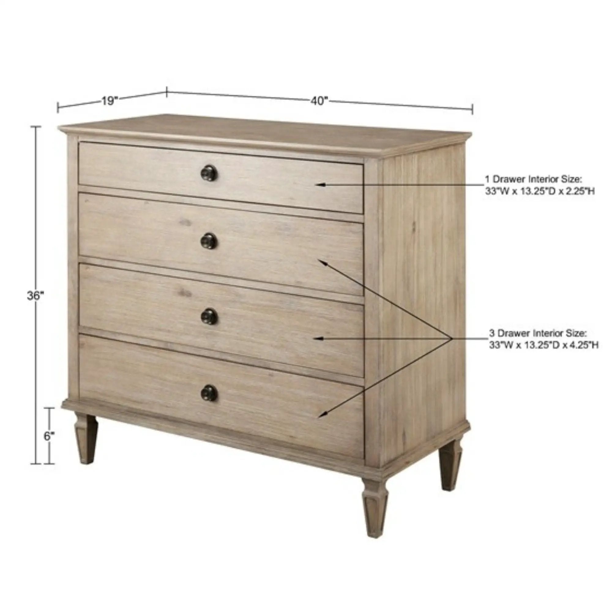 French Inspired Small Dresser - Wire Brushed Light Natural by HouseOfZazla