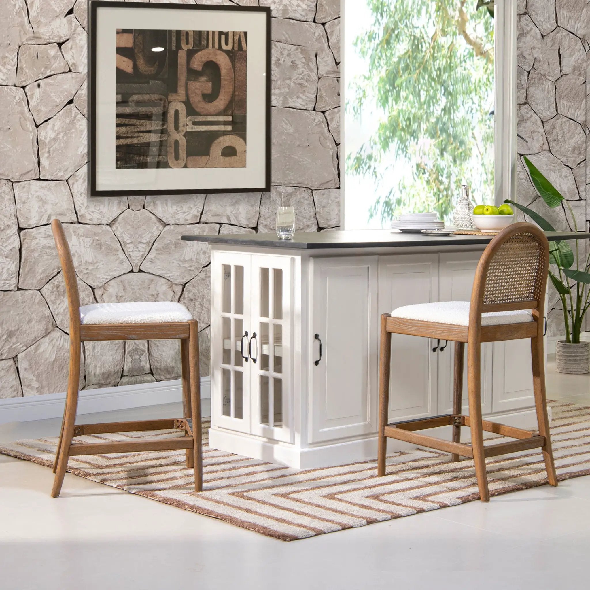 Panama - Curved Back Cane Counter Stool (Set of 2) by Unique Piece Furniture