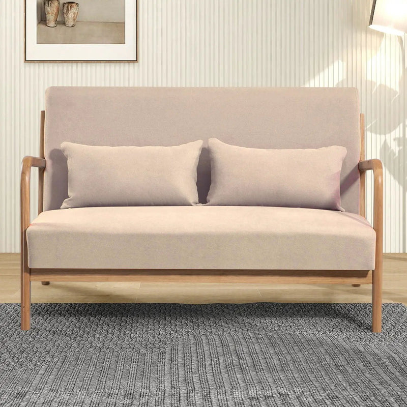 Leisure Chair With Solid Wood Armrest And Feet, Mid-Century Modern Accent Sofa, 2 Seat by Unique Piece Furniture