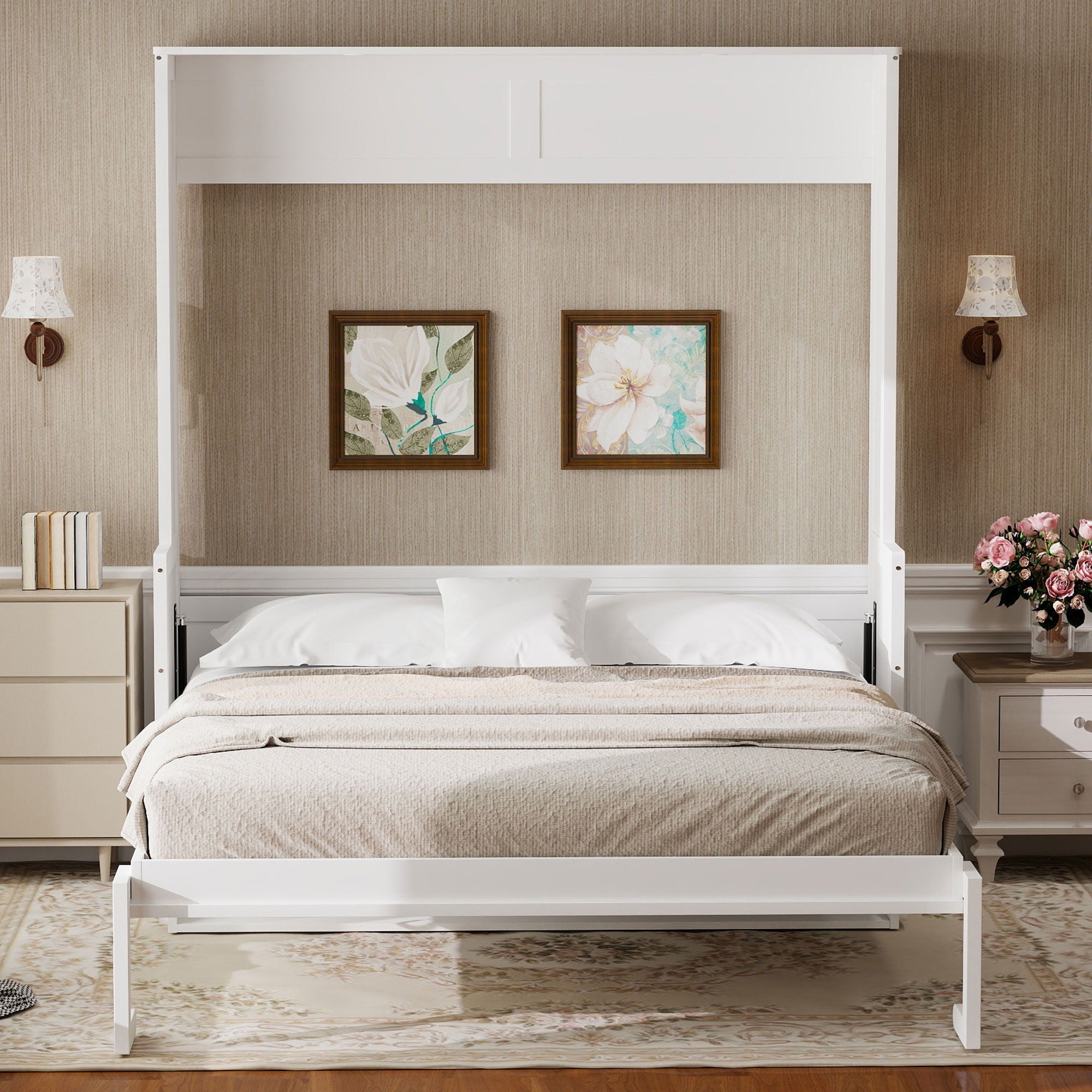 Murphy Bed With Desk, LED Lights & USB Charging Station by HouseOfZazla