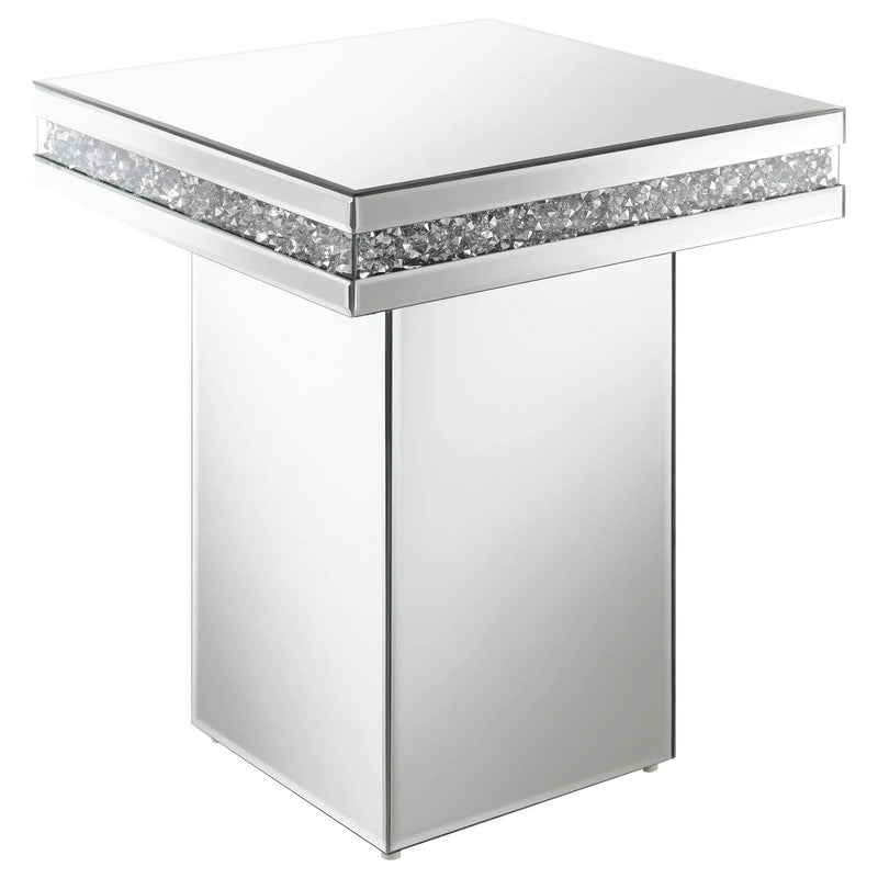 Elora Square Mirrored Accent Side Table Silver by Unique Piece Furniture