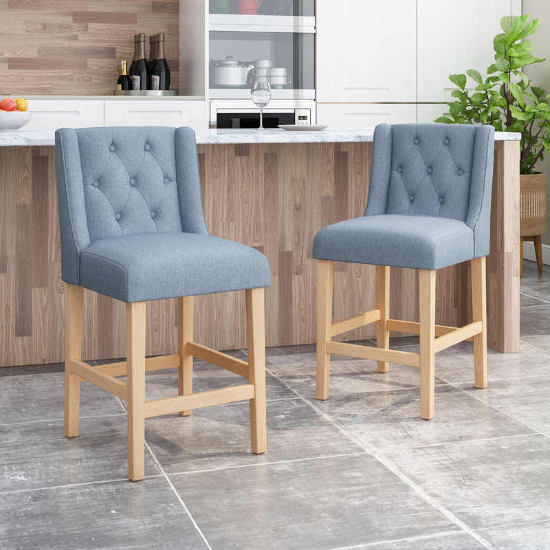 Vienna Contemporary Fabric Tufted & Wingback Counter Stools (Set of 2) by HouseOfZazla