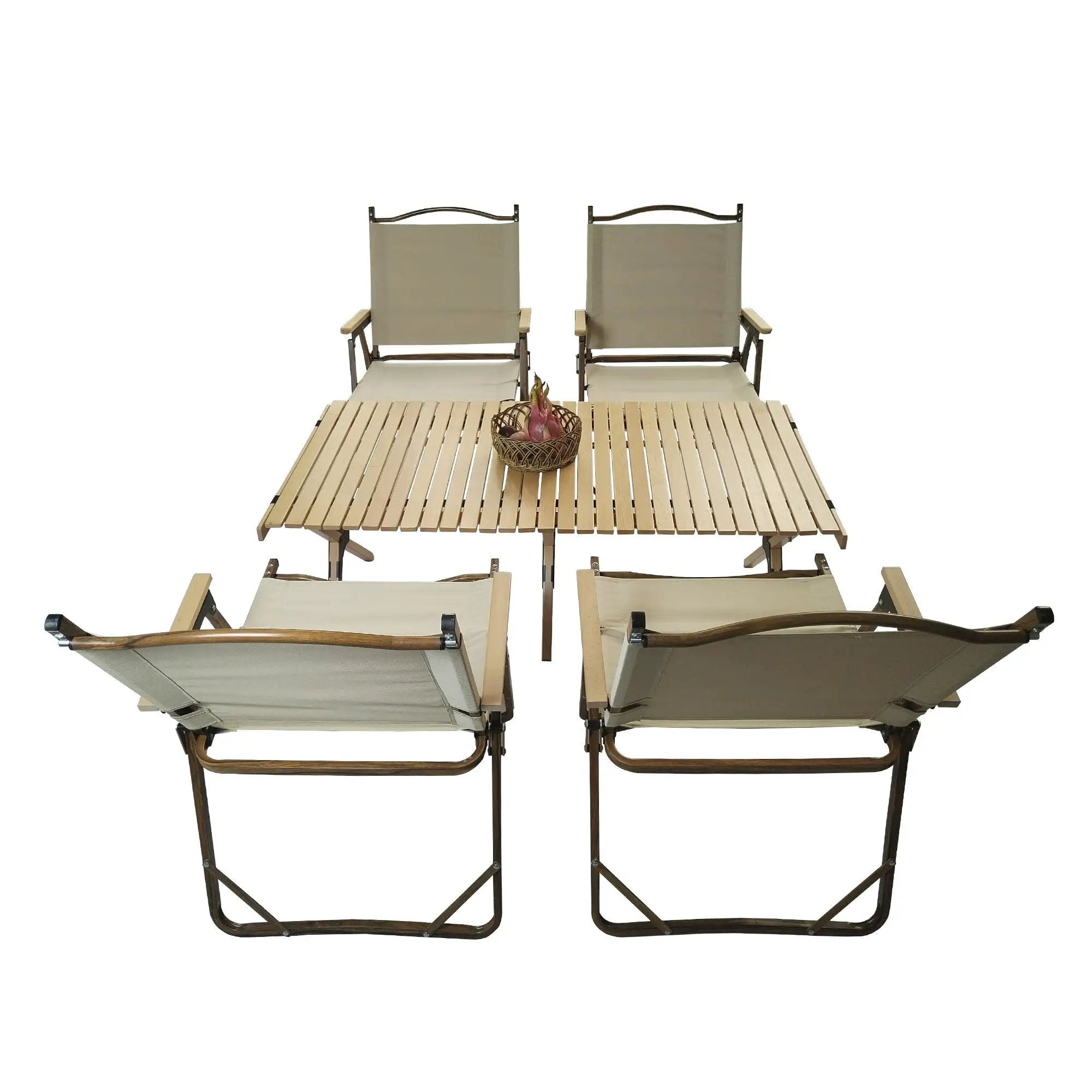 5 Pieces Dining Set, Multi-Function Foldable And Portable, 1 Dining Table & 4 Folding Chairs, Indoor And Outdoor Universal - Natural by Unique Piece Furniture