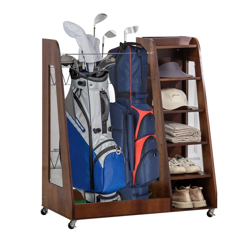 Premium Wooden Golf Bag Organizer for Garage by HouseOfZazla