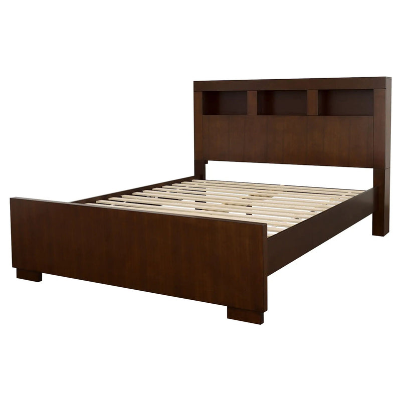 Jessica Eastern King LED Storage Bookcase Bed Cappuccino by Unique Piece Furniture