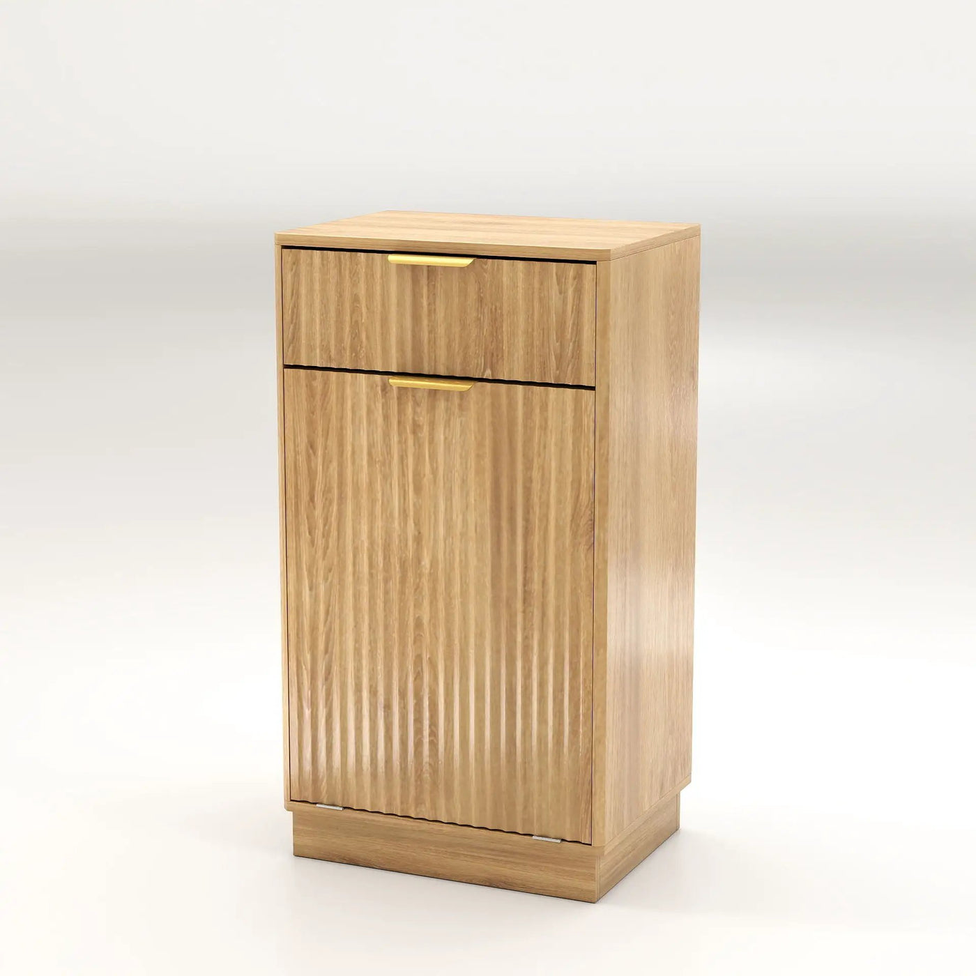 Tilt Out Trash Can Cabinet With Wave Textured Drawer & Pull Out Bin by HouseOfZazla