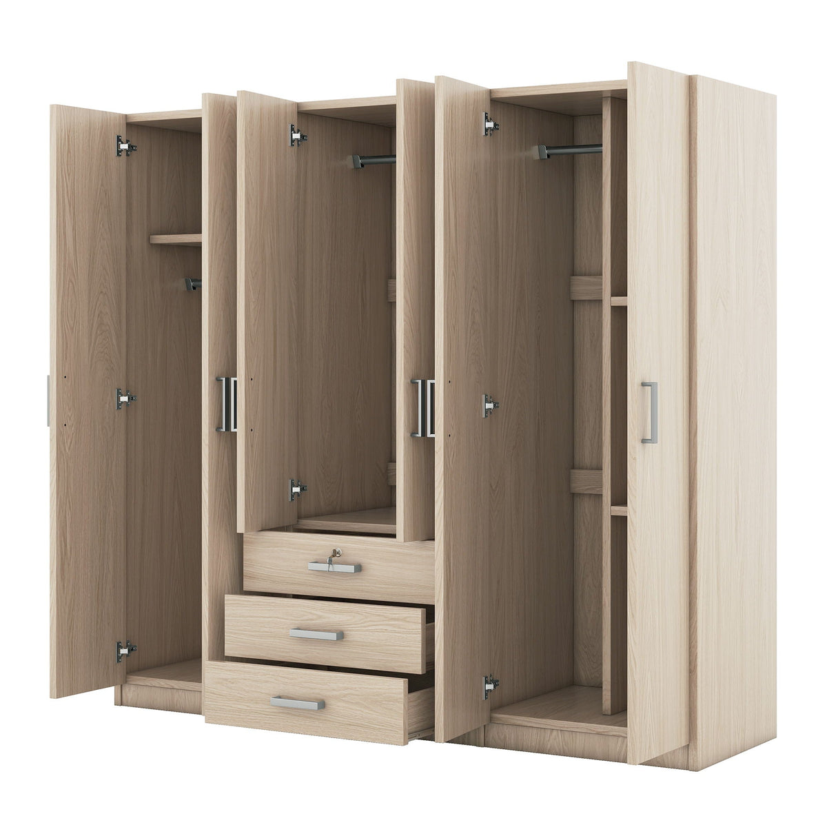 6 Doors Wardrobe Storage For Bedroom, With Big Drawers, photo 20 of 21