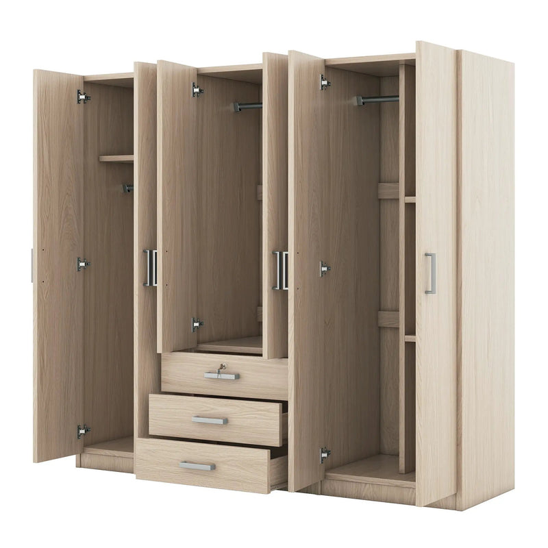6 Doors Wardrobe Storage For Bedroom, With Big Drawers by Unique Piece Furniture