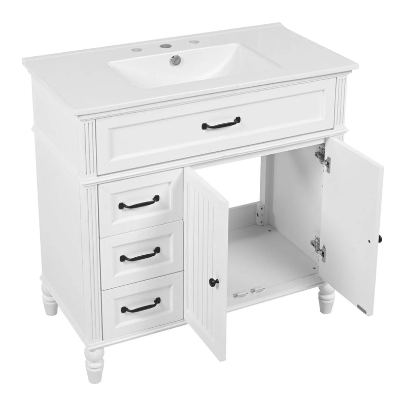 Bathroom Vanity With Sink, 2 Doors 2 Drawers, Freestanding Design by HouseOfZazla