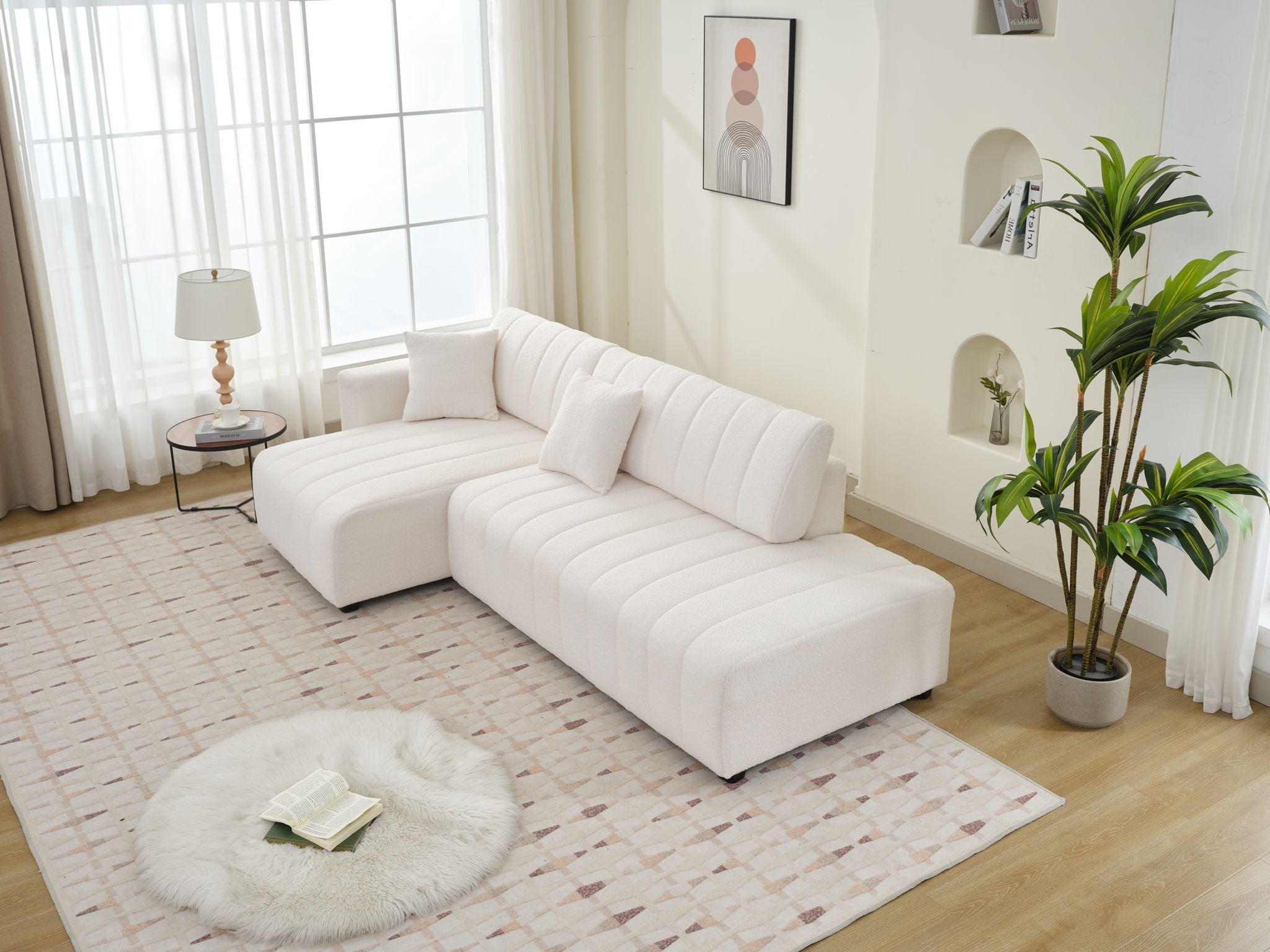 Jessica - Lamb Wool Sectional Sofa With Chaise, Versatile Configuration by HouseOfZazla