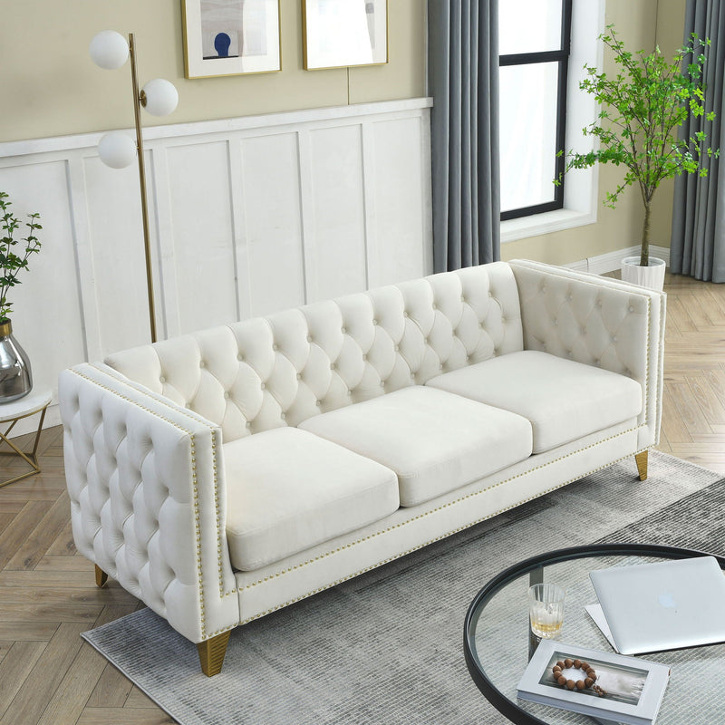 Upholstered Couch Sofa With Button Tufting For Living Room by HouseOfZazla