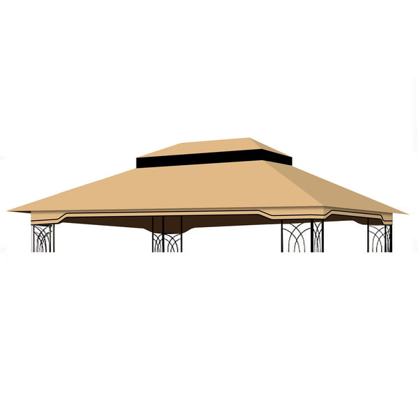13x10 Ft Patio Double Roof Gazebo Replacement Canopy Top - Khaki
