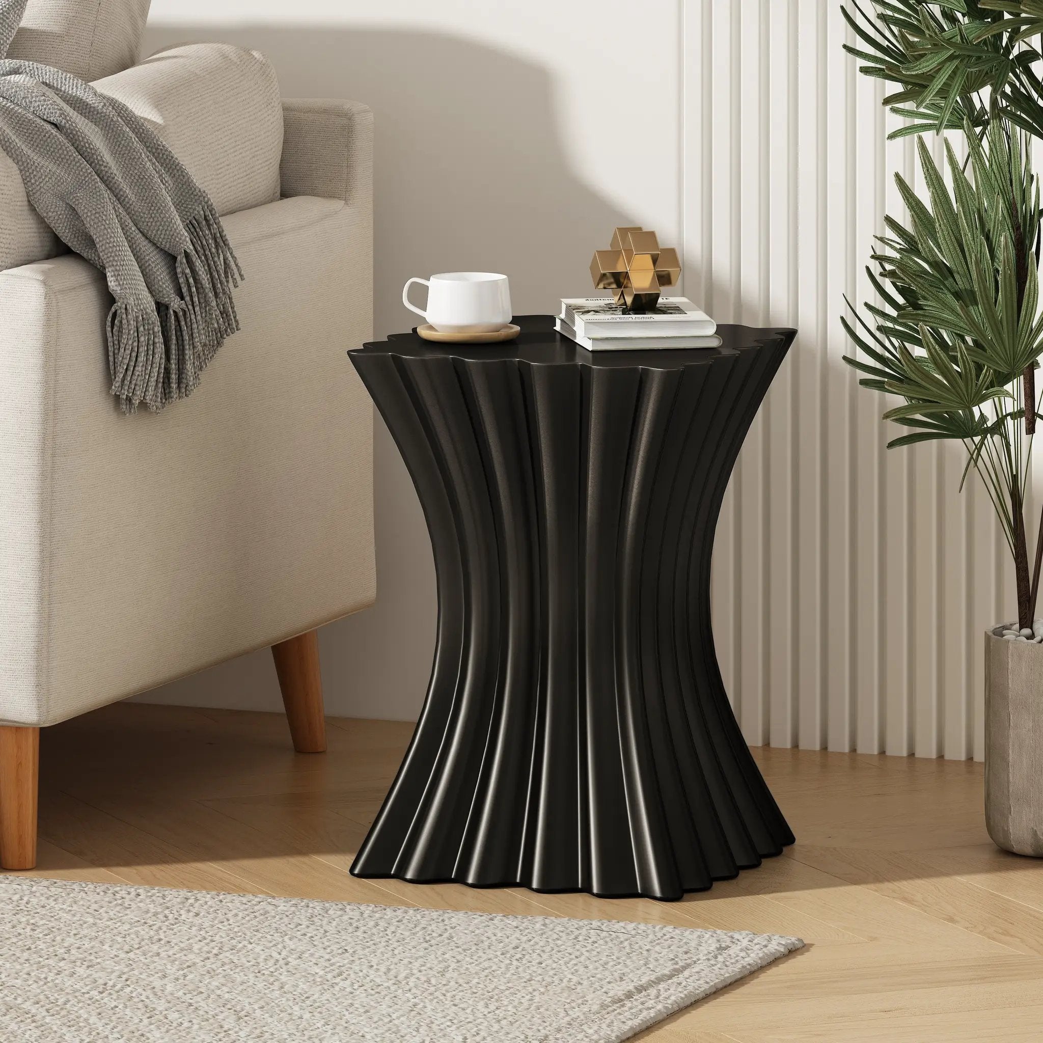 Outdoor Side Table, Wave Design End Table by HouseOfZazla