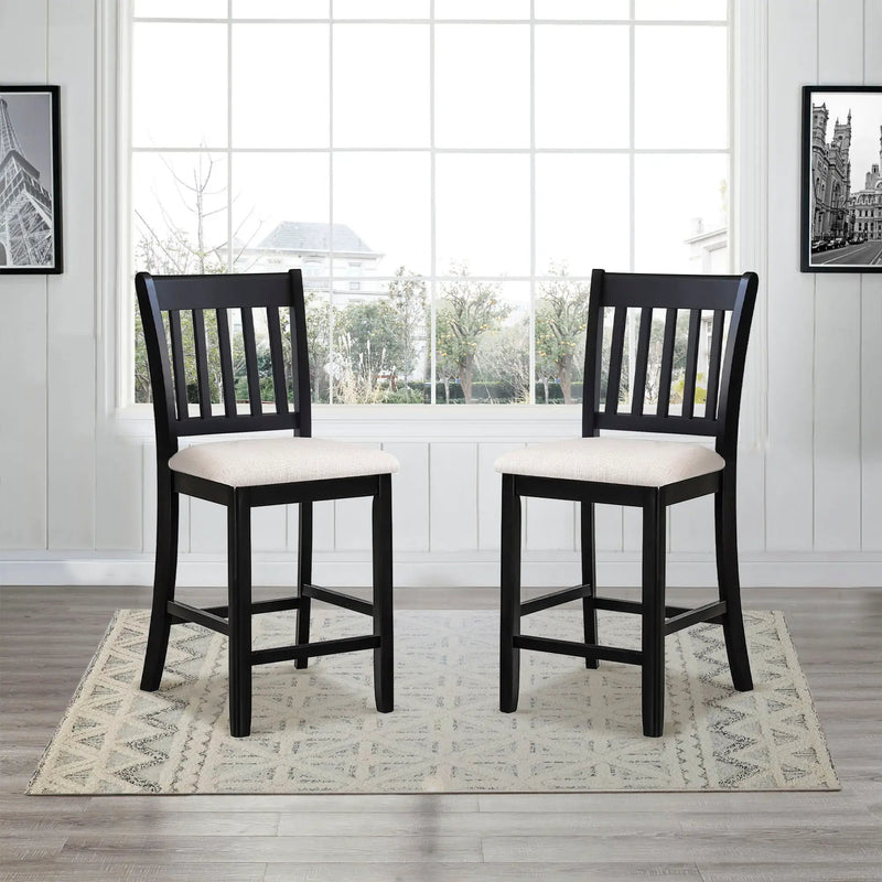 Transitional Rubberwood Dining Room Chairs (Set of 2) With Slatted Back - Black by HouseOfZazla