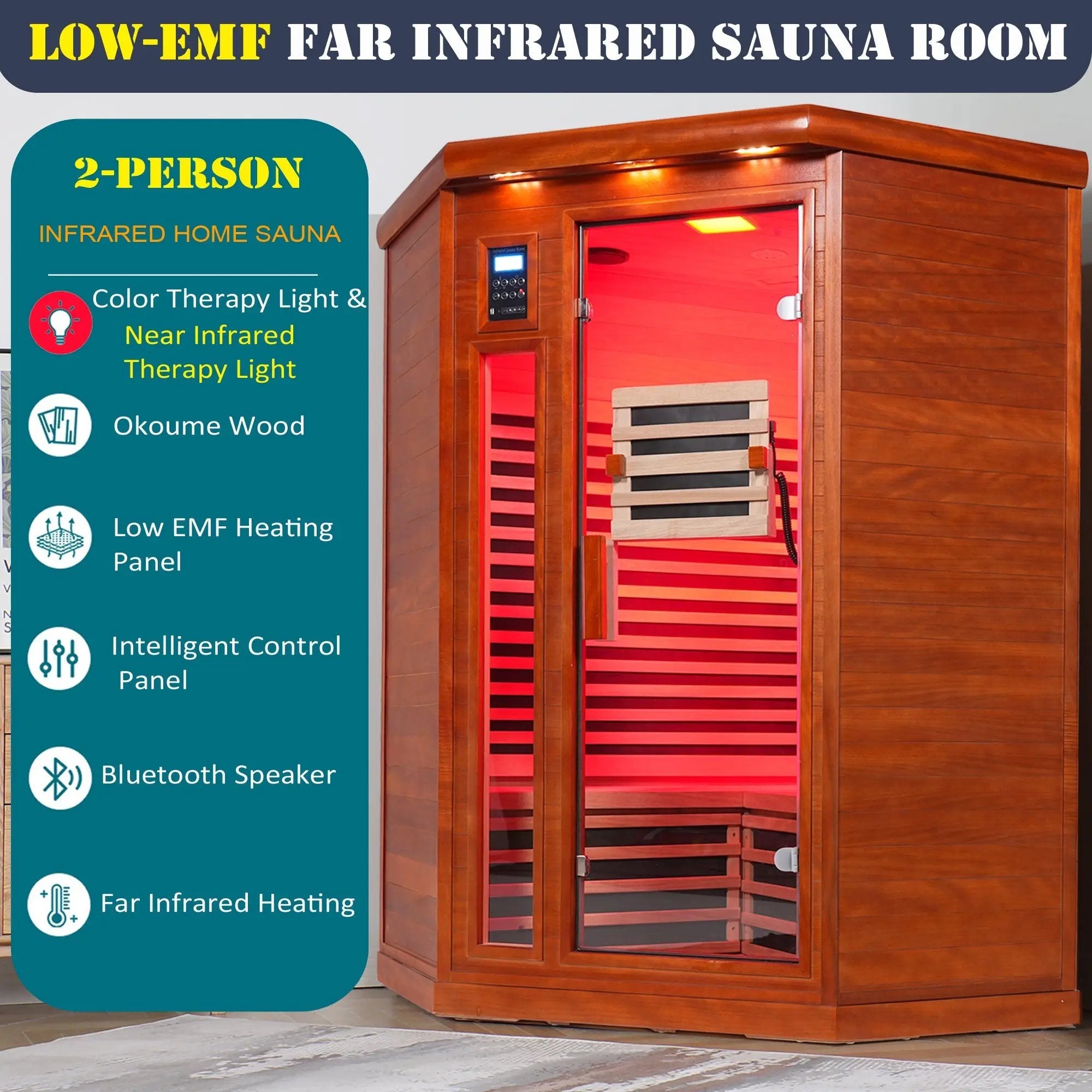 Far infrared corner sauna room Low EMF red sauna therapy two persons by HouseOfZazla