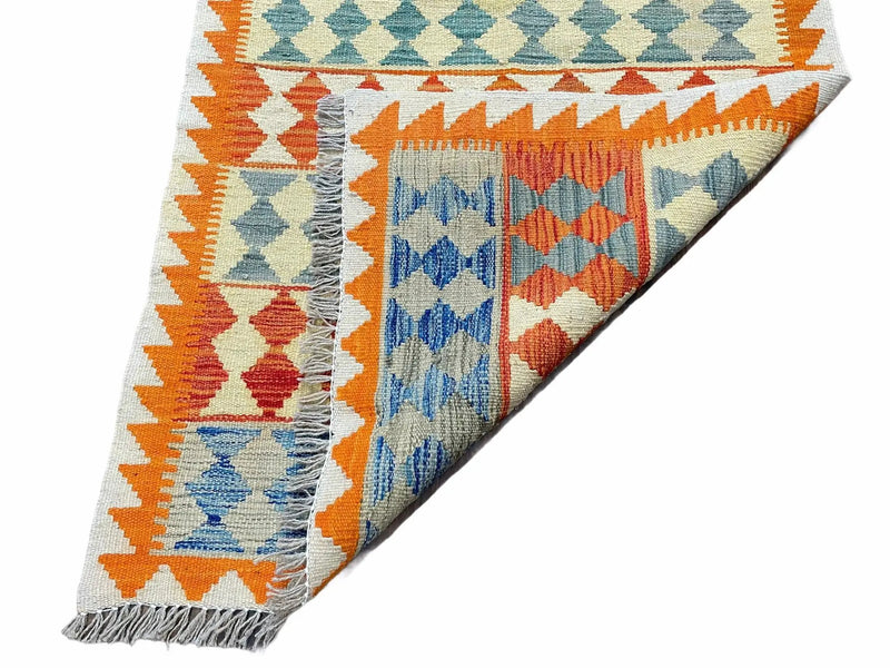 Small Chobi Kilim Rug 3x4 Colorful Diamond Kilim Small Turkish Multicolor Kilim with Diamond Pattern Wool Flatweave Nice by Jewel Rugs