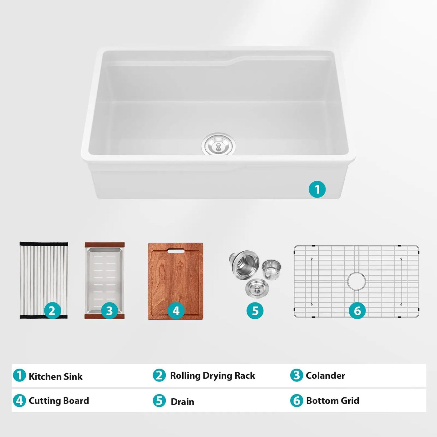 Undermount Workstation Single Bowl Porcelain Ceramic Kitchen Sink by HouseOfZazla