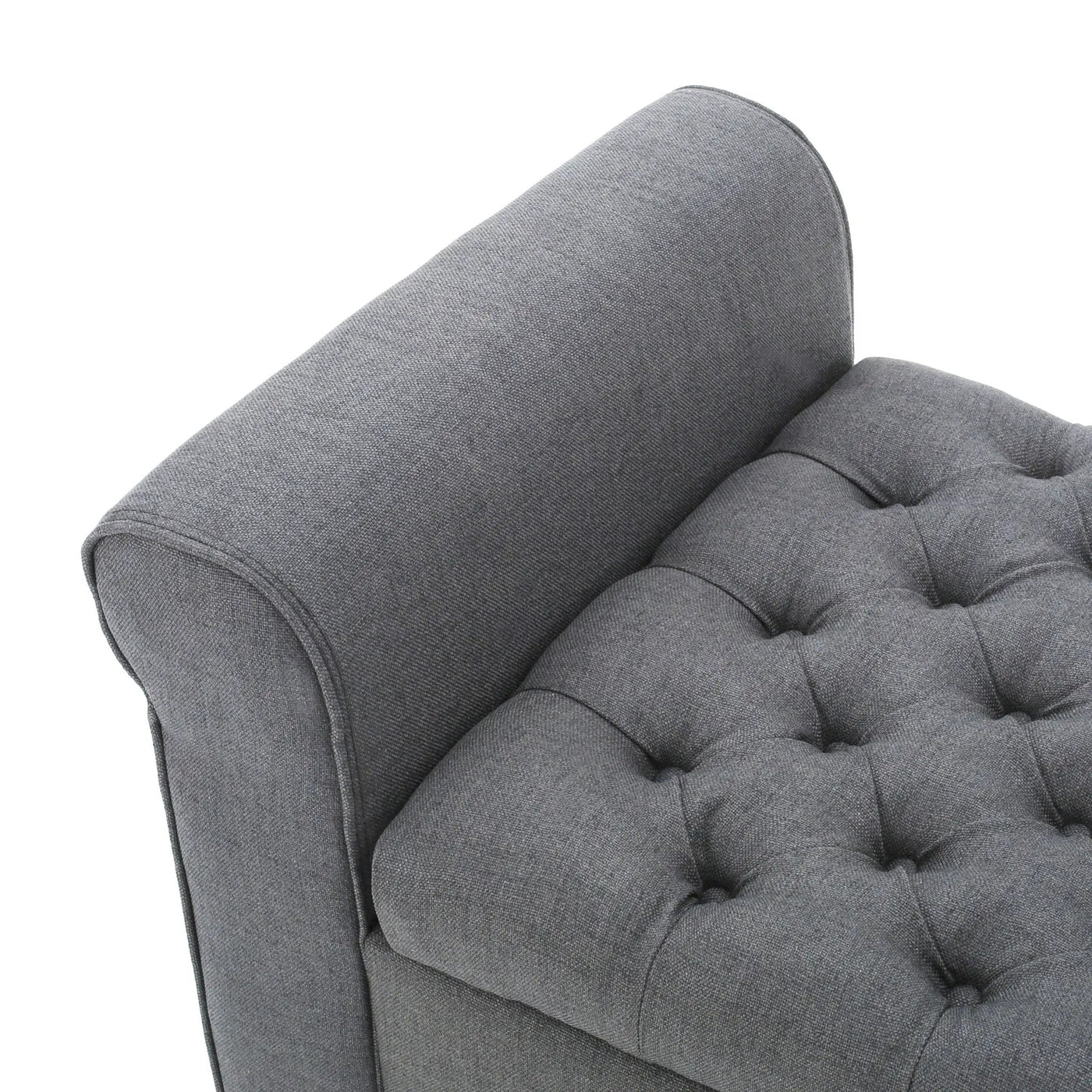 Hayes Contemporary Armed Storage Bench with Rolled Arms and Button Tufting by HouseOfZazla
