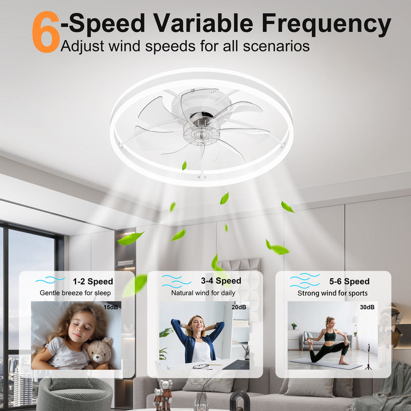23.6 Inch Ceiling Fan with Light, Quiet DC Motor, Dimmable 3-Color LED by HouseOfZazla