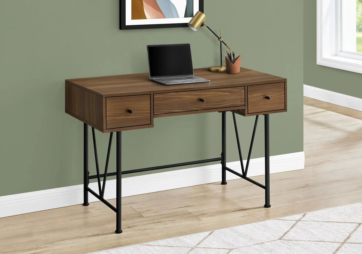 Computer Desk For Home Office, Stylish Design, Storage Drawers, Transitional by HouseOfZazla