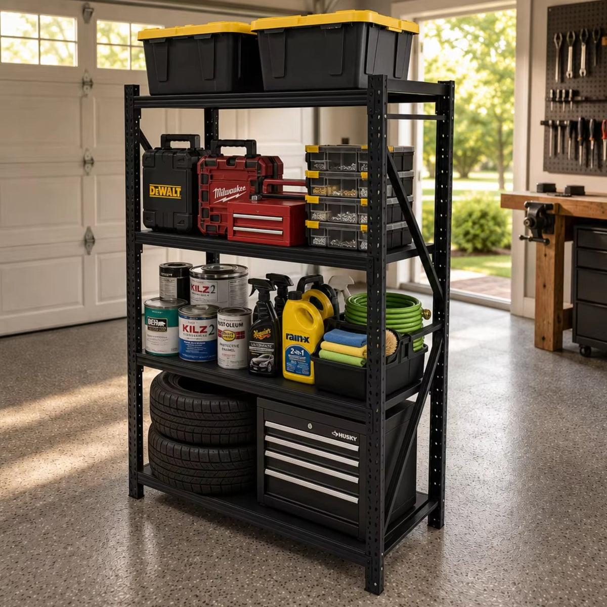 Metal Storage Shelving Unit, 4-Tier 6000LBS Adjustable Garage Shelving Rack, 47.24" W x 19.69" D x 71.65" H, Steel Storage Shelf Organizer for Garage, Workshop, Basement, Pantry, photo 6 of 10