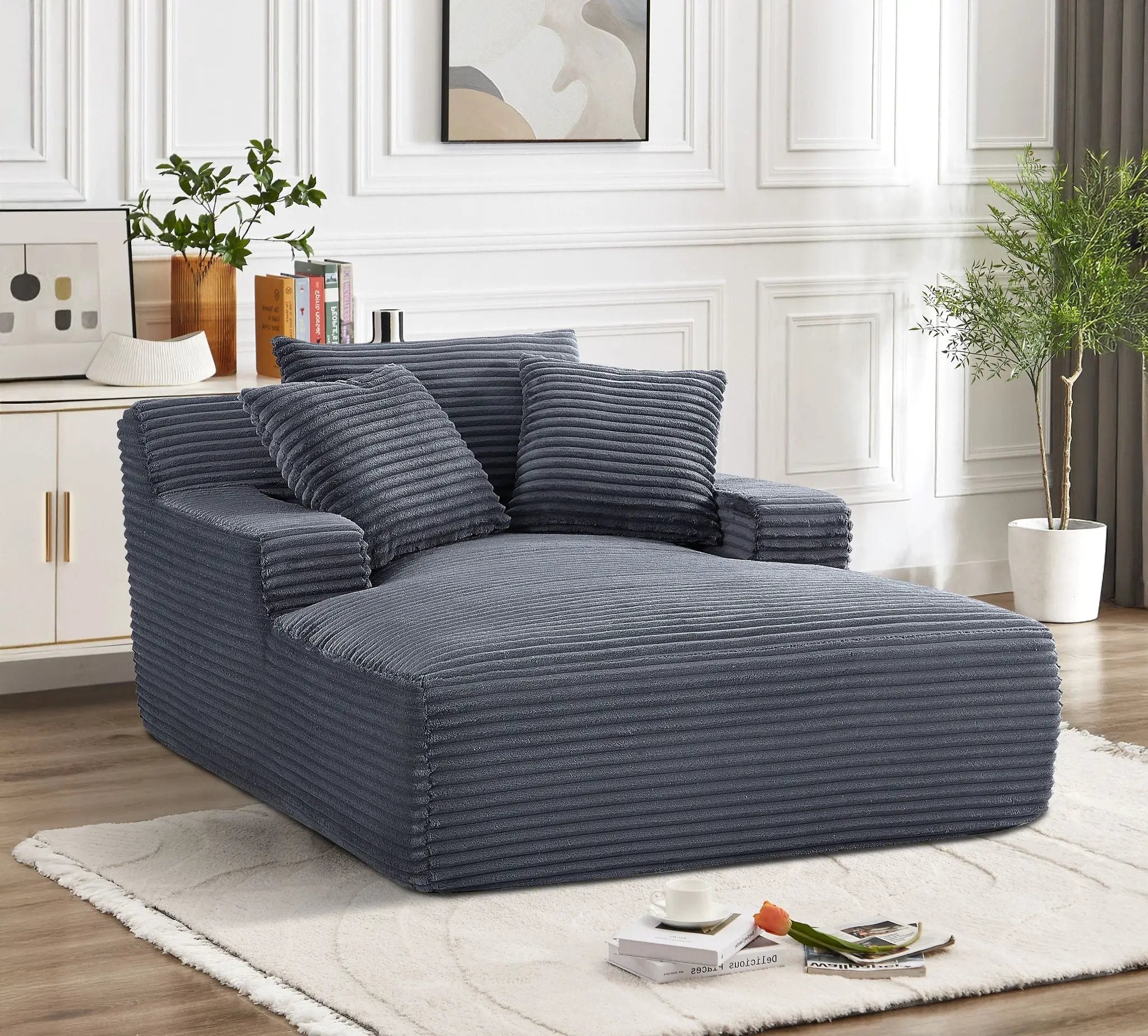 Cloudline - Oversized Chaise Lounge, Modern Comfy Couch With Full Foam Cushioning, Cozy Sleeper Sofabed by HouseOfZazla