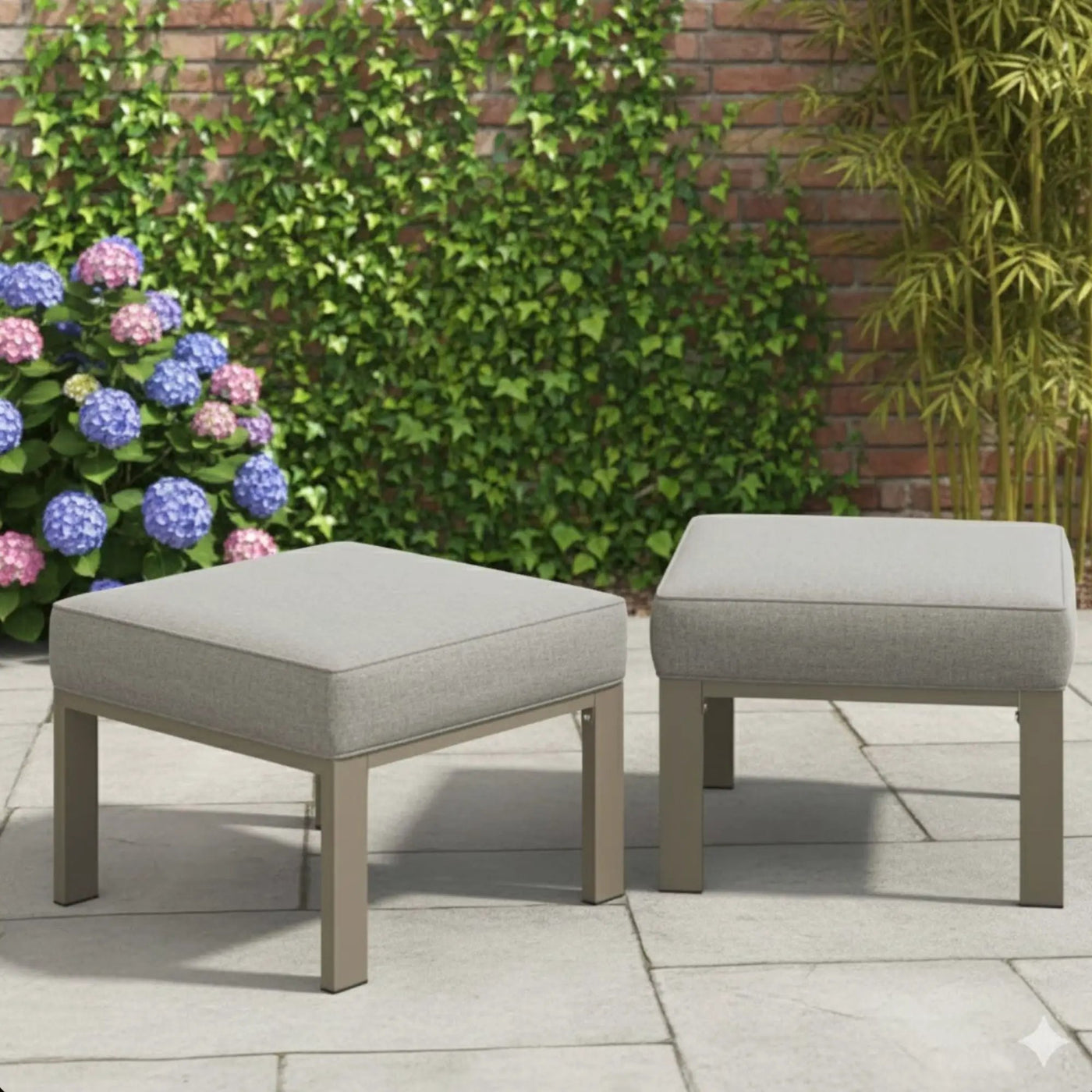 All-Weather Patio Ottomans With Thick Cushions (Set of 2) by HouseOfZazla