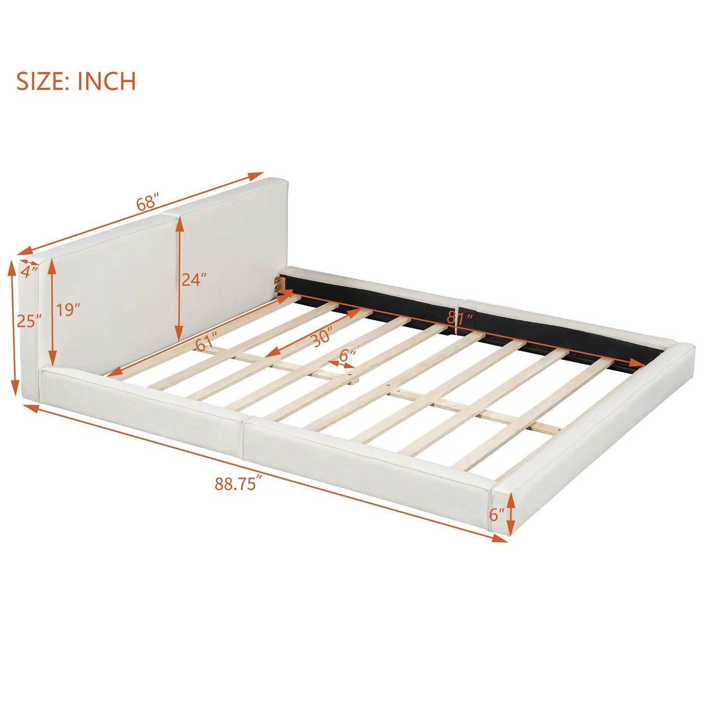 Upholstered Platform Bed, Grounded Bed With Solid Frame by HouseOfZazla