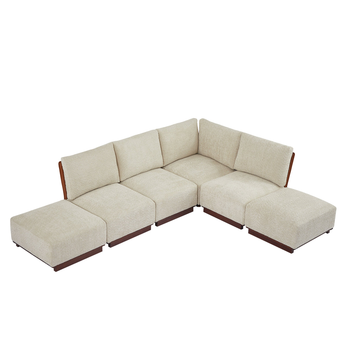 Velora 116 in. 6-Piece L Shaped Boucle Modular Sectional Sofa - Sesame, photo 4 of 10