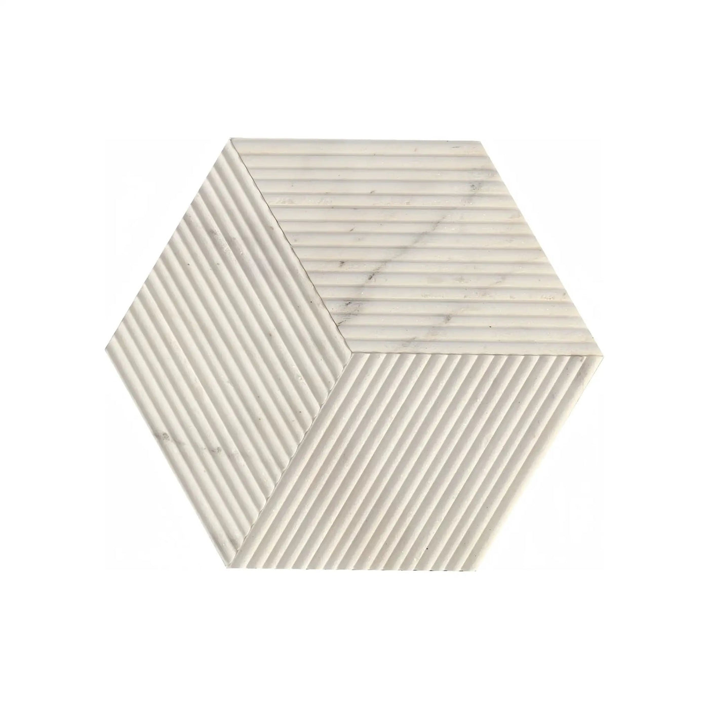 Hexagon Natural Stone Marble Tile, 3D Fluted (Set of 12) by HouseOfZazla