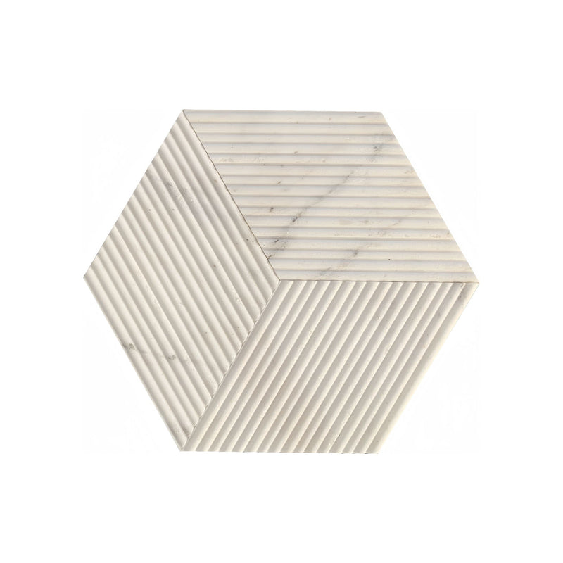 Hexagon Natural Stone Marble Tile, 3D Fluted (Set of 12) by HouseOfZazla