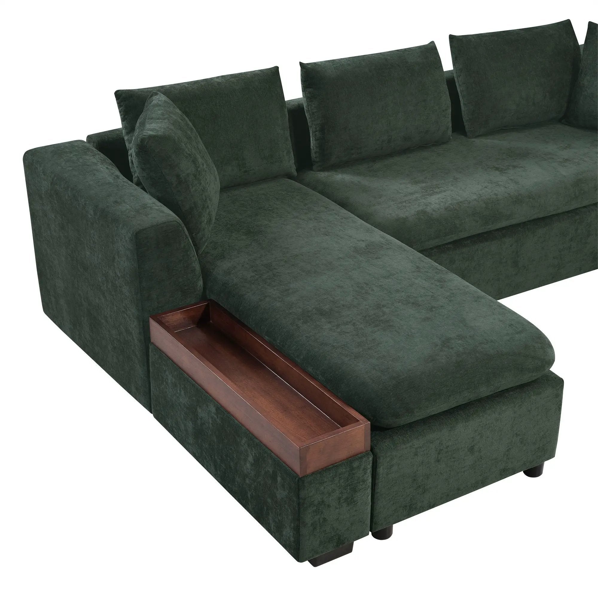Modern L Shaped Sectional Sofa With Upholstery And Wooden Storage by HouseOfZazla
