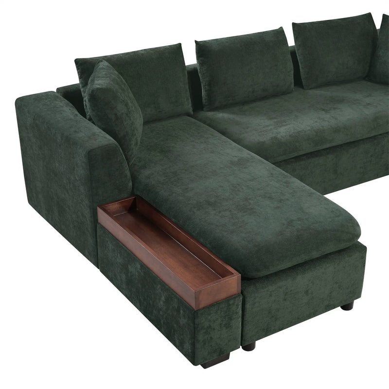 Modern L Shaped Sectional Sofa With Upholstery And Wooden Storage by HouseOfZazla