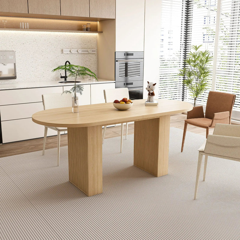 Oval Dining Table With Wood Strip Base by Unique Piece Furniture