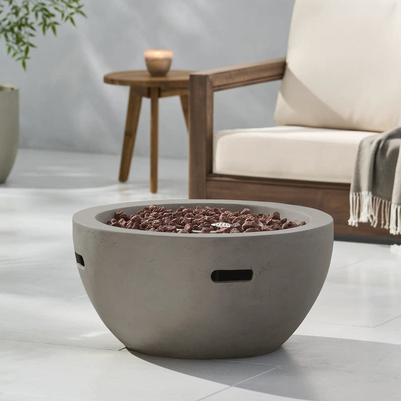 27' Bowl Shaped MGO 40,000 BTU Propane Fire Pit, Light Grey (Tank Cover not Included) by HouseOfZazla